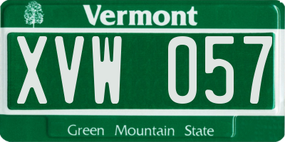 VT license plate XVW057
