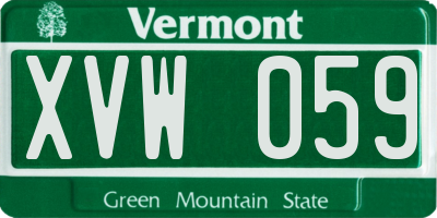 VT license plate XVW059