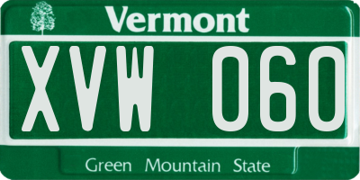 VT license plate XVW060