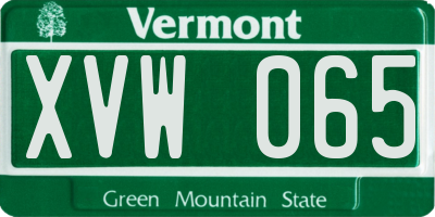 VT license plate XVW065