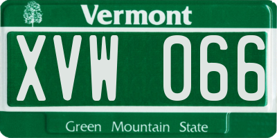 VT license plate XVW066