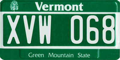 VT license plate XVW068