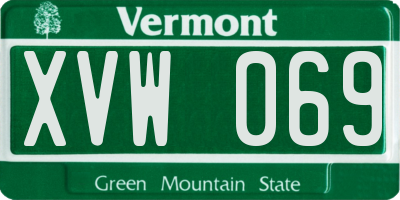 VT license plate XVW069