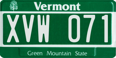 VT license plate XVW071
