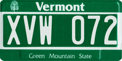 VT license plate XVW072