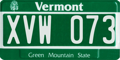 VT license plate XVW073
