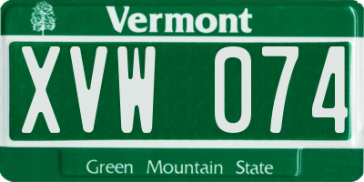 VT license plate XVW074