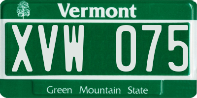 VT license plate XVW075