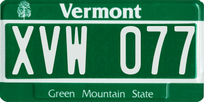 VT license plate XVW077