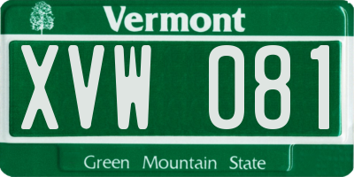 VT license plate XVW081