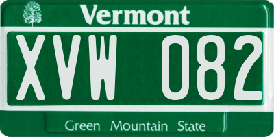 VT license plate XVW082