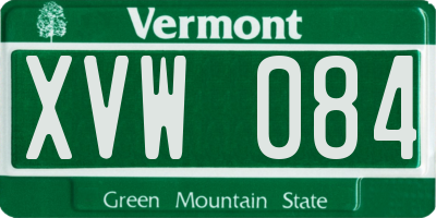 VT license plate XVW084