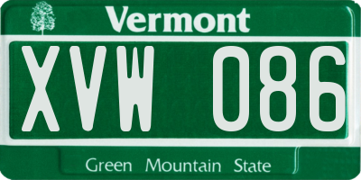 VT license plate XVW086