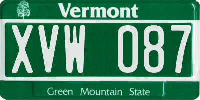VT license plate XVW087