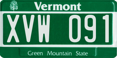 VT license plate XVW091