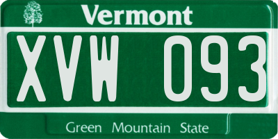 VT license plate XVW093