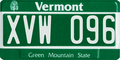 VT license plate XVW096