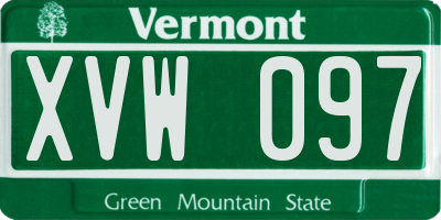 VT license plate XVW097
