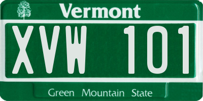 VT license plate XVW101