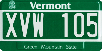 VT license plate XVW105