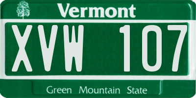 VT license plate XVW107