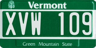 VT license plate XVW109