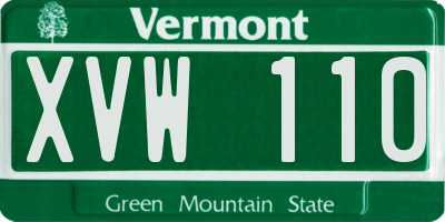 VT license plate XVW110