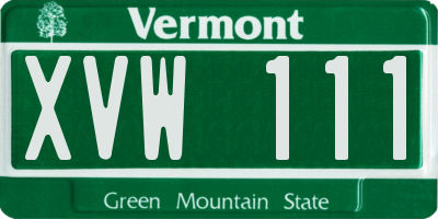 VT license plate XVW111