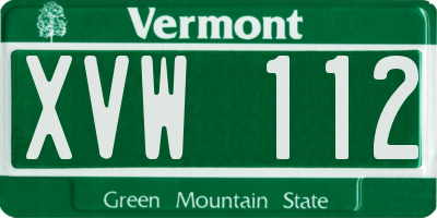 VT license plate XVW112