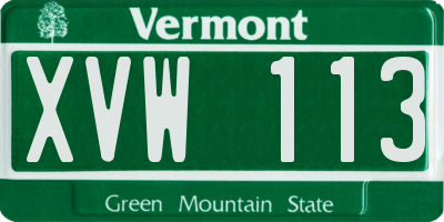 VT license plate XVW113