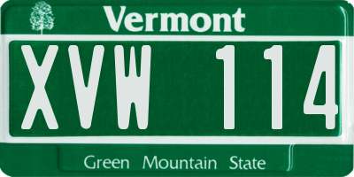 VT license plate XVW114