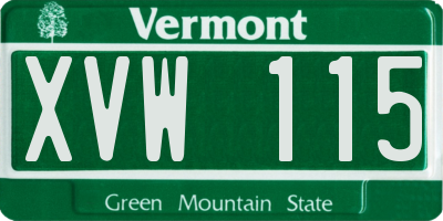 VT license plate XVW115