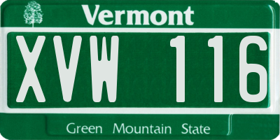 VT license plate XVW116