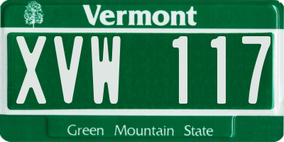 VT license plate XVW117