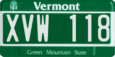 VT license plate XVW118