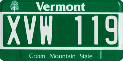 VT license plate XVW119