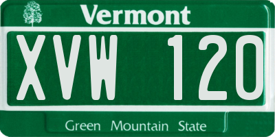 VT license plate XVW120