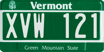 VT license plate XVW121