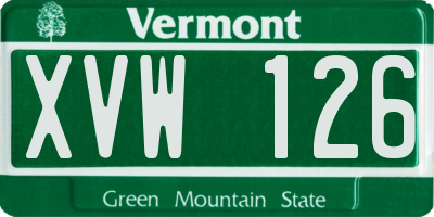 VT license plate XVW126