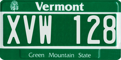 VT license plate XVW128