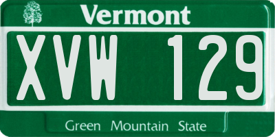 VT license plate XVW129