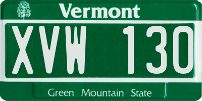 VT license plate XVW130