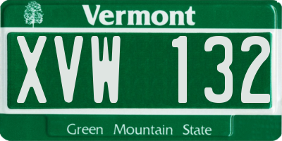 VT license plate XVW132