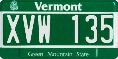 VT license plate XVW135
