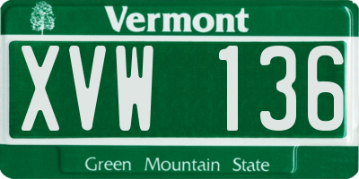 VT license plate XVW136