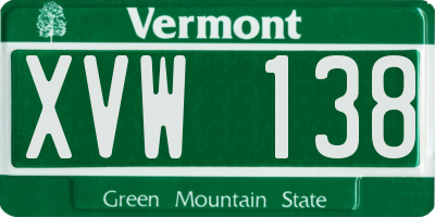 VT license plate XVW138