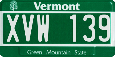 VT license plate XVW139