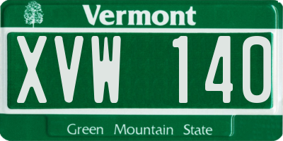 VT license plate XVW140