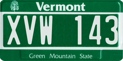VT license plate XVW143