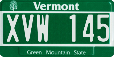 VT license plate XVW145